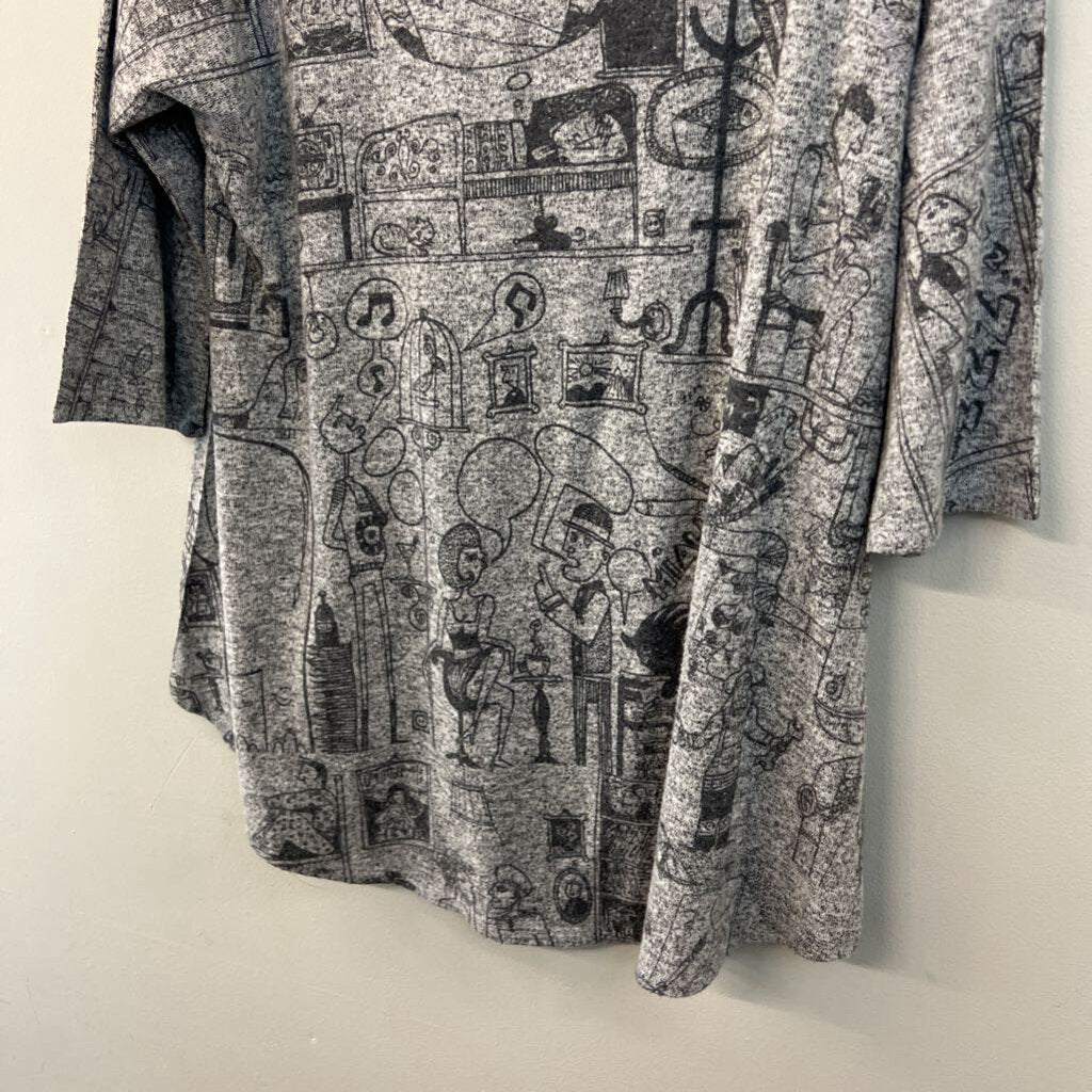 Insah Grey Cartoon Print Sweater Top Medium