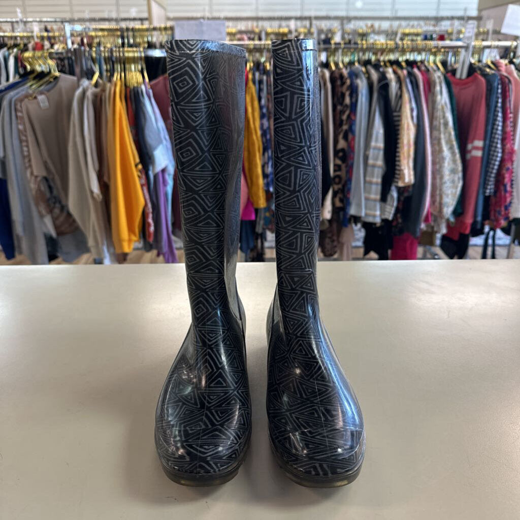 Toms Black/ Grey Cabrilla Rain Boots 8