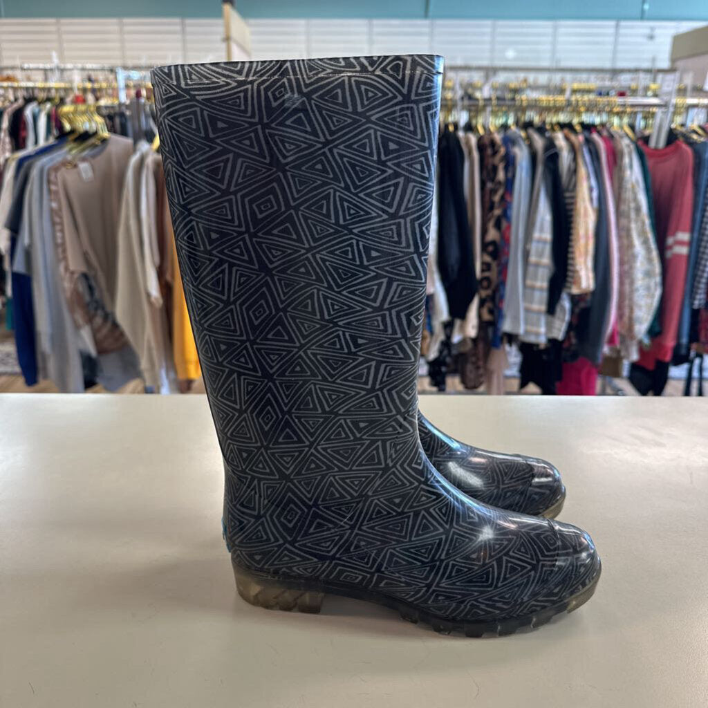 Toms Black/ Grey Cabrilla Rain Boots 8