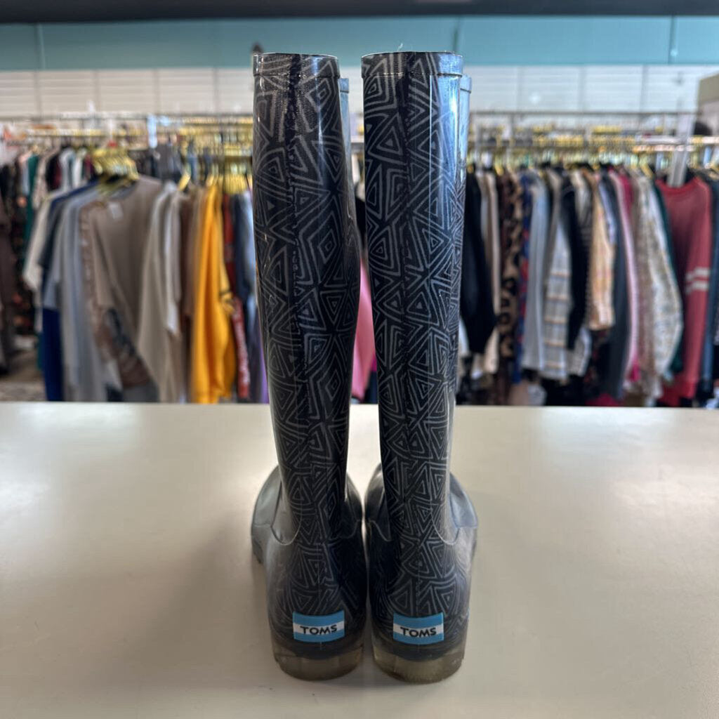 Toms Black/ Grey Cabrilla Rain Boots 8