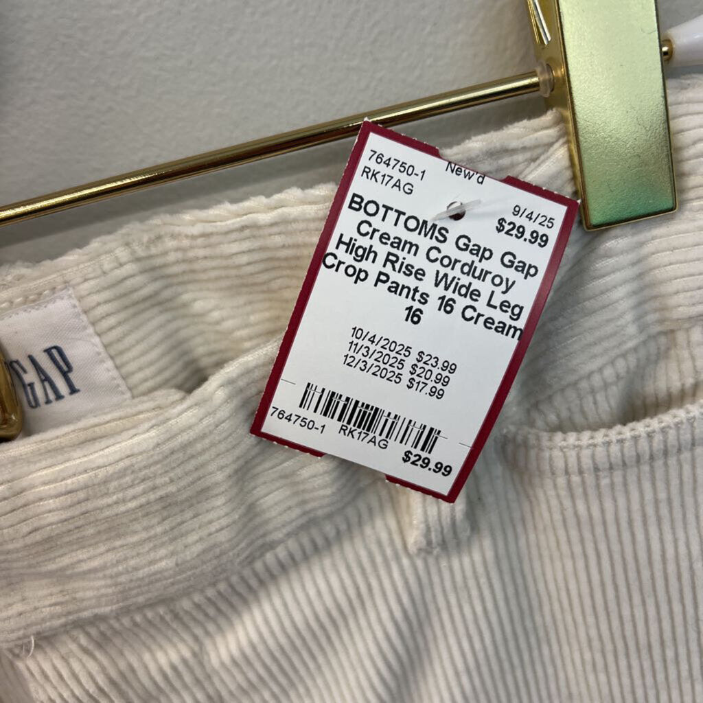 Gap Cream Corduroy High Rise Wide Leg Crop Pants 16
