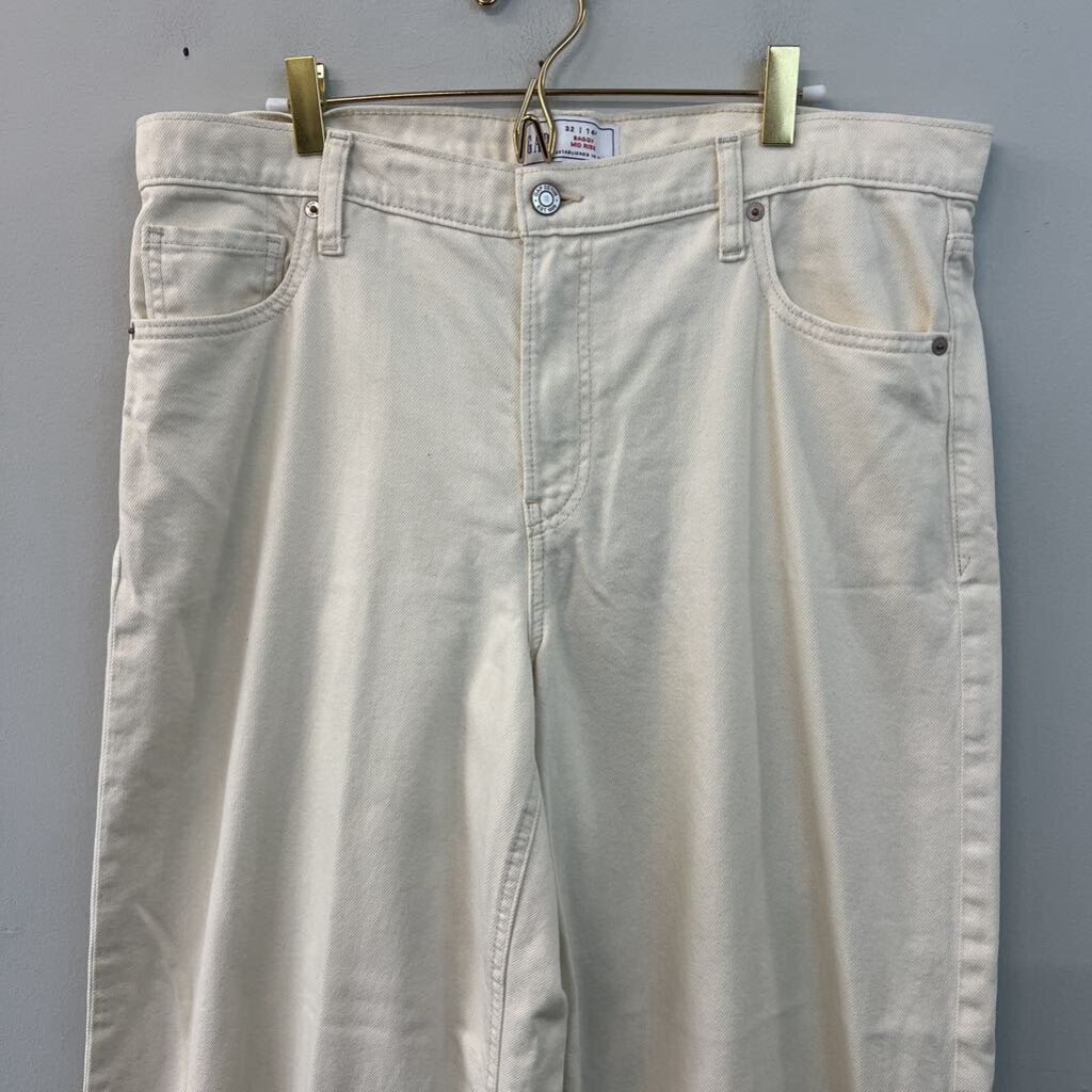 Gap Cream Denim Baggy Mid Rise Jeans 14