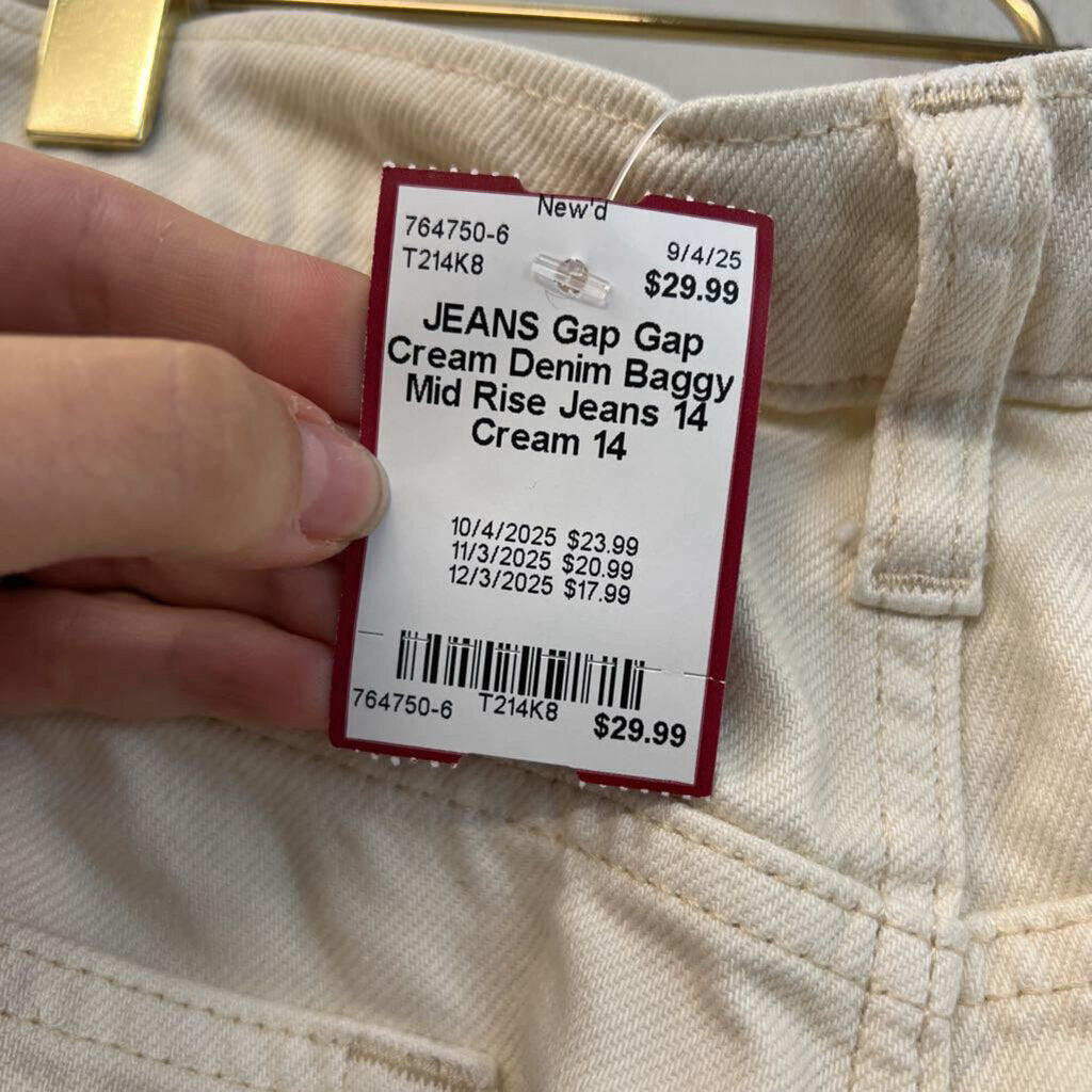 Gap Cream Denim Baggy Mid Rise Jeans 14