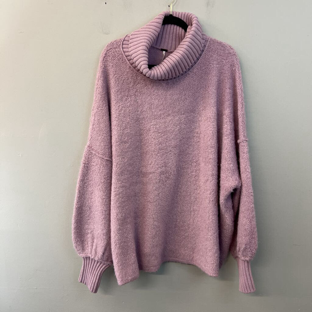 Free People Purple Fuzzy Knit Turtleneck Sweater Large