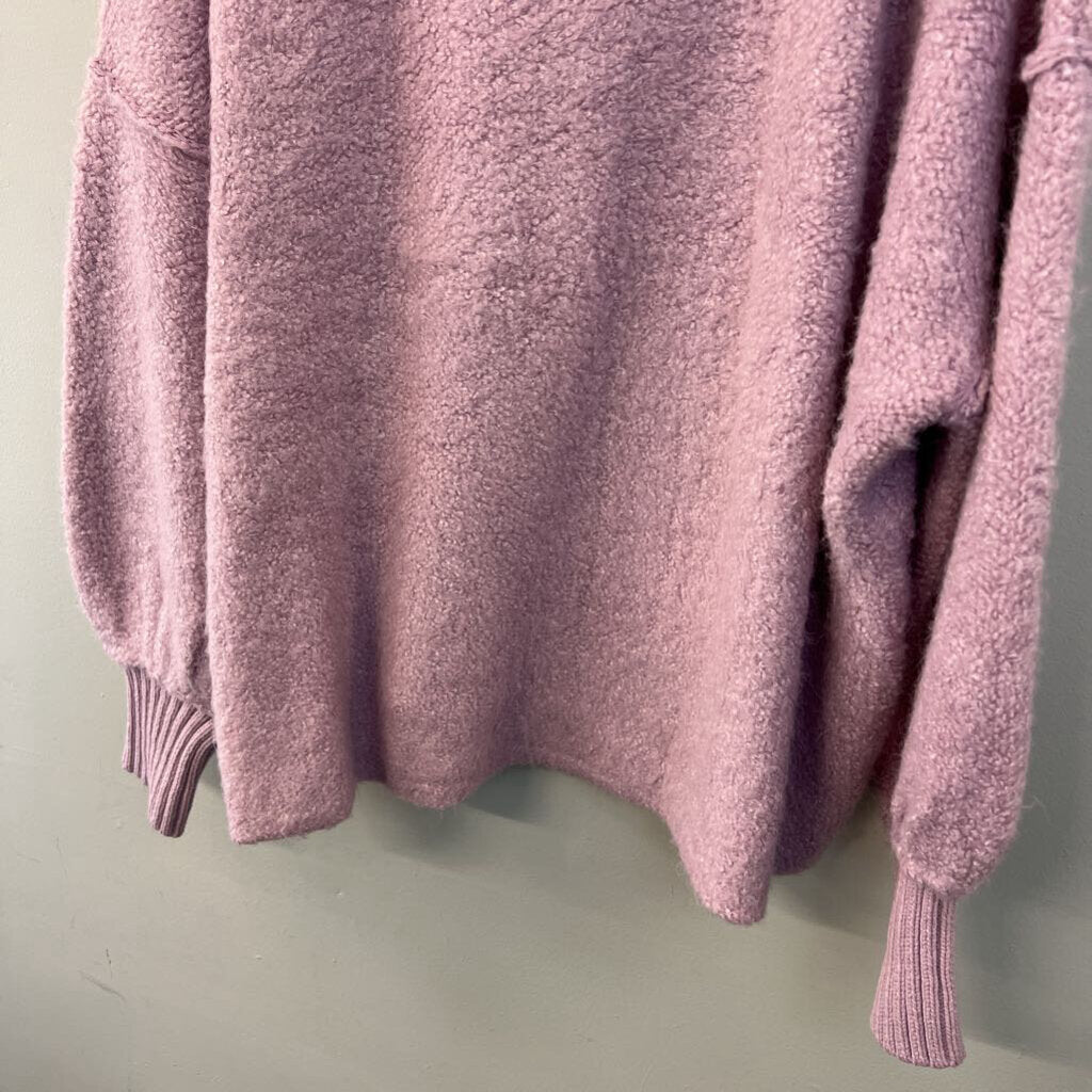 Free People Purple Fuzzy Knit Turtleneck Sweater Large