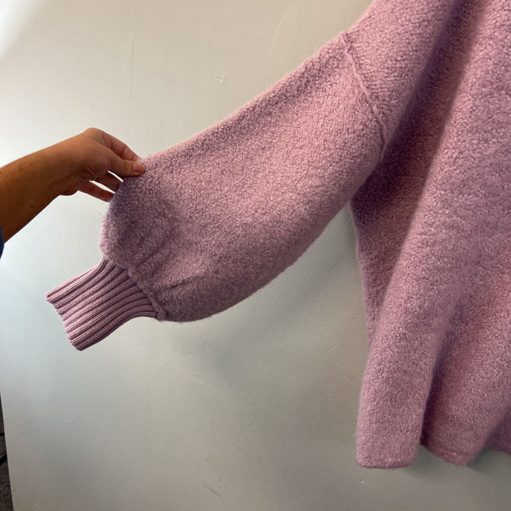 Free People Purple Fuzzy Knit Turtleneck Sweater Large