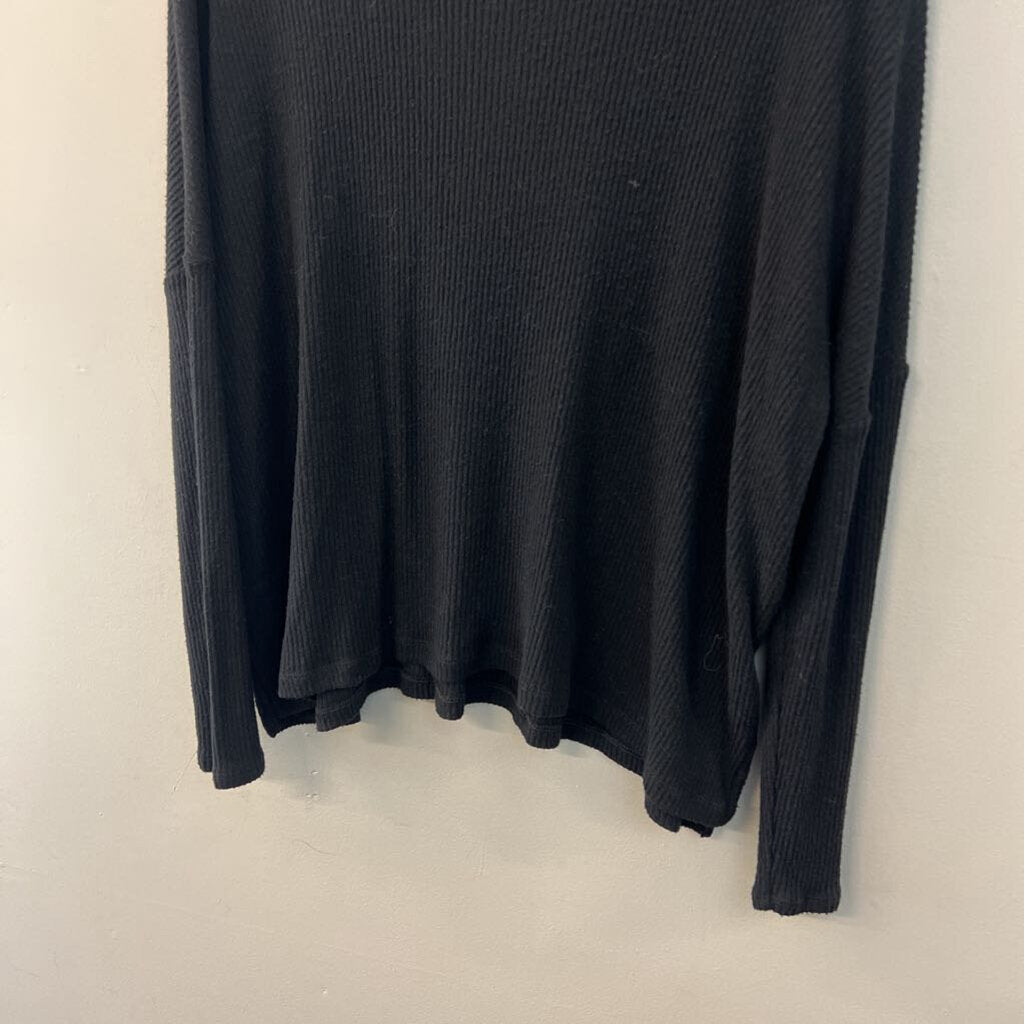 Aerie Black Ribbed Turtleneck Top Extra Large