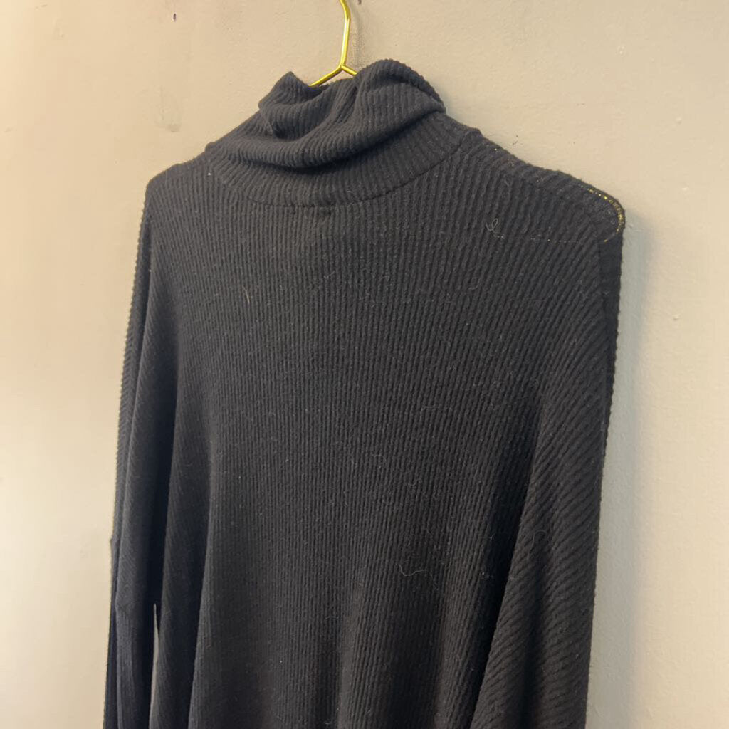 Aerie Black Ribbed Turtleneck Top Extra Large