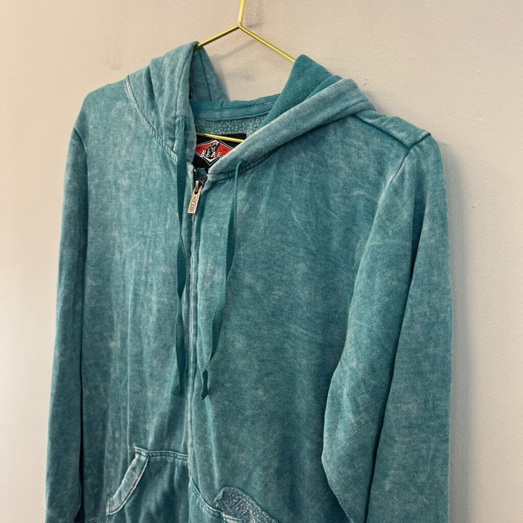 Bear Blue Long Sleeve Zip Up Hoodie Extra Large