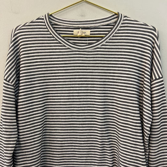 Madewell White/ Grey Striped Long Sleeve Top Medium