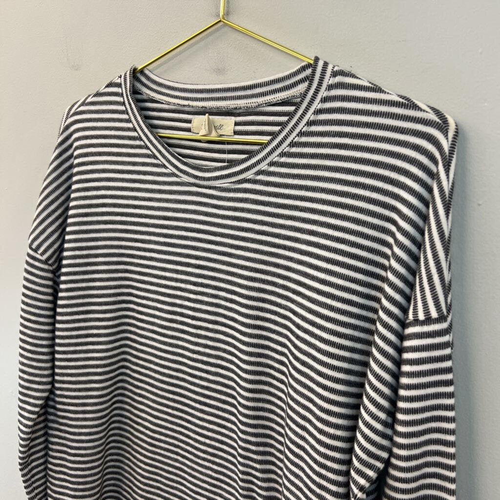 Madewell White/ Grey Striped Long Sleeve Top Medium