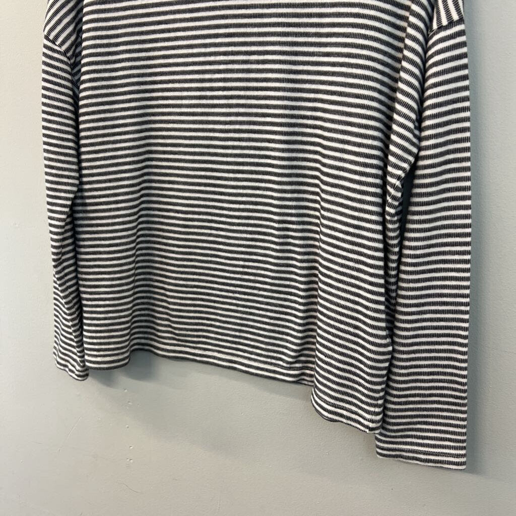 Madewell White/ Grey Striped Long Sleeve Top Medium