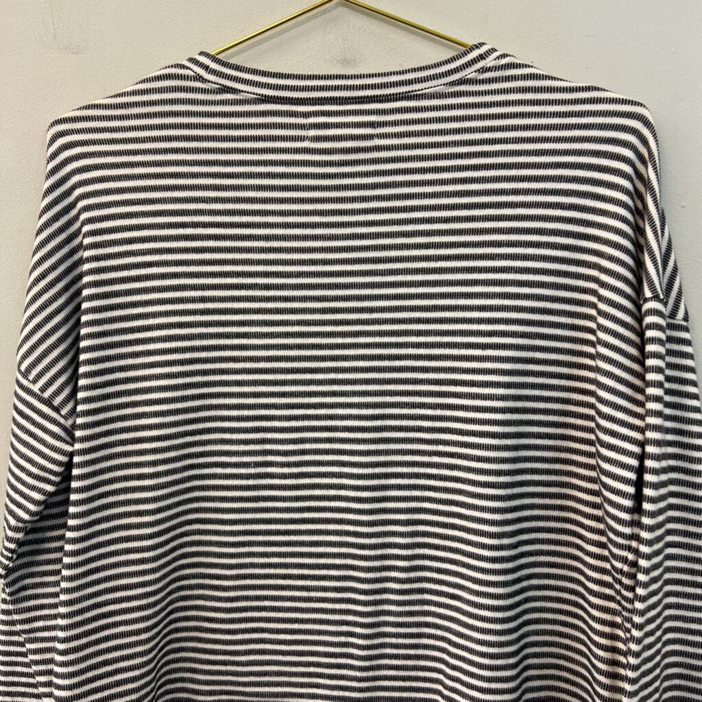 Madewell White/ Grey Striped Long Sleeve Top Medium