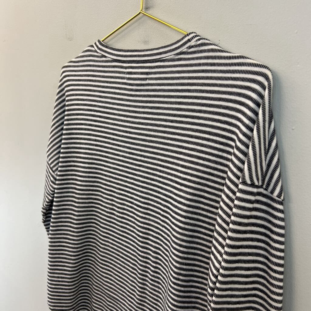 Madewell White/ Grey Striped Long Sleeve Top Medium