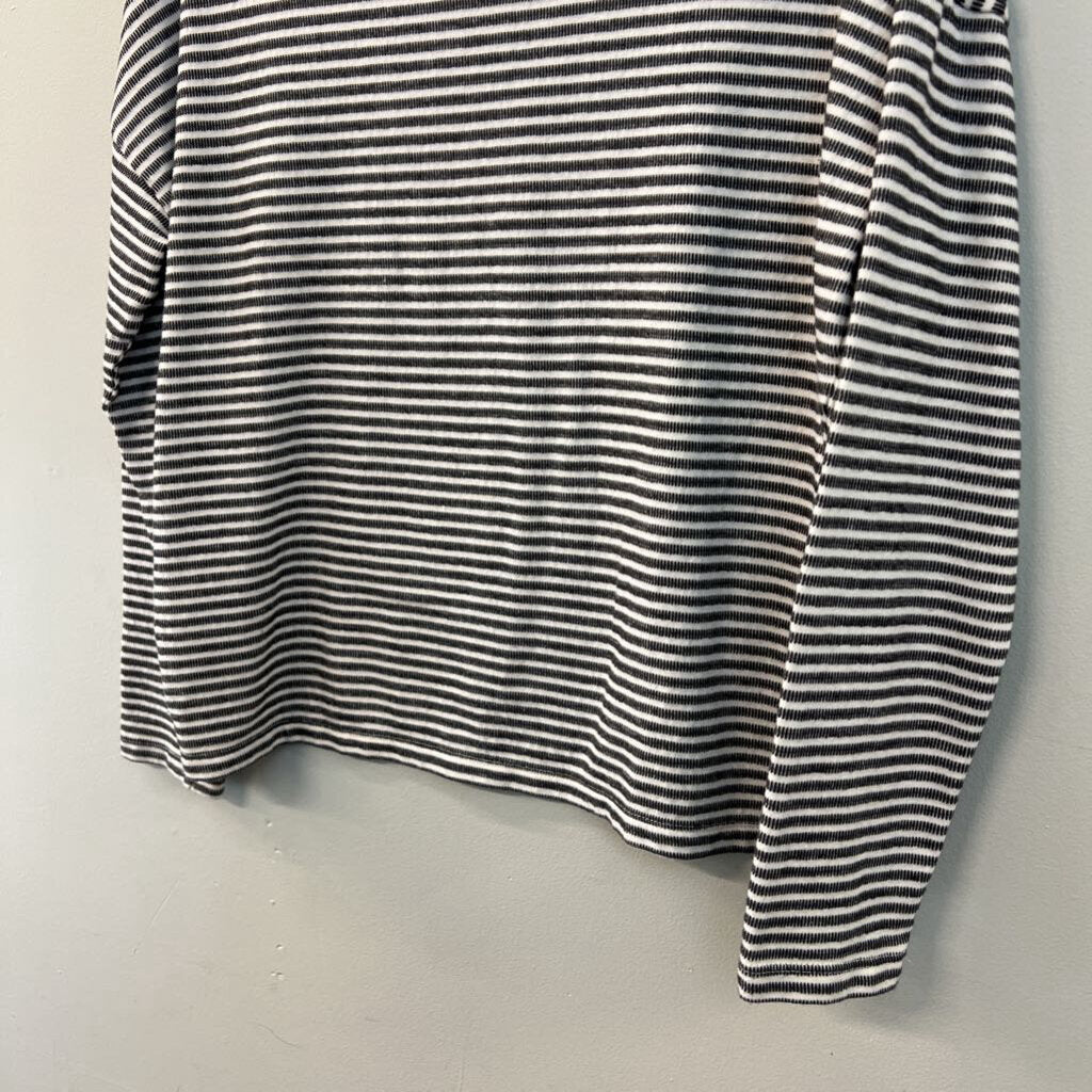 Madewell White/ Grey Striped Long Sleeve Top Medium
