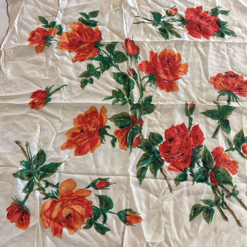 Cream/ Multi Flower Print Silky Scarf