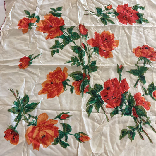 Cream/ Multi Flower Print Silky Scarf