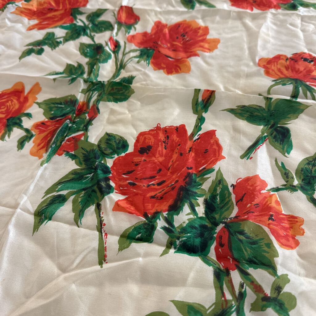 Cream/ Multi Flower Print Silky Scarf