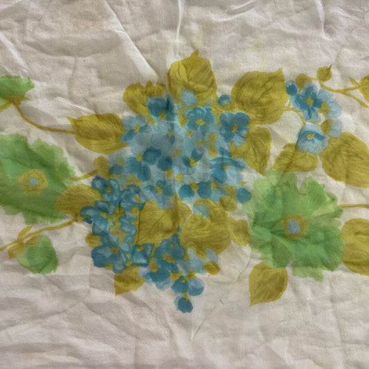 Sheer Cream/ Blue/ Green Print Scarf