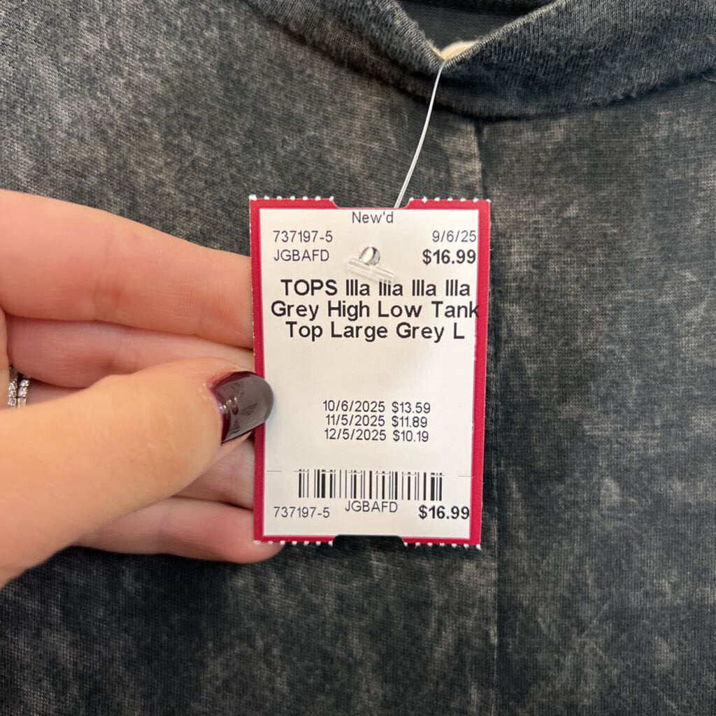 Illa Illa Grey High Low Tank Top Large