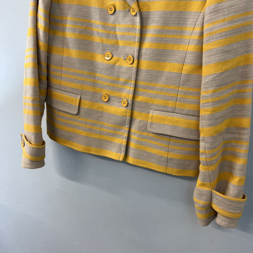 Talbots Grey/ Yellow Striped Double Breasted Jacket 10