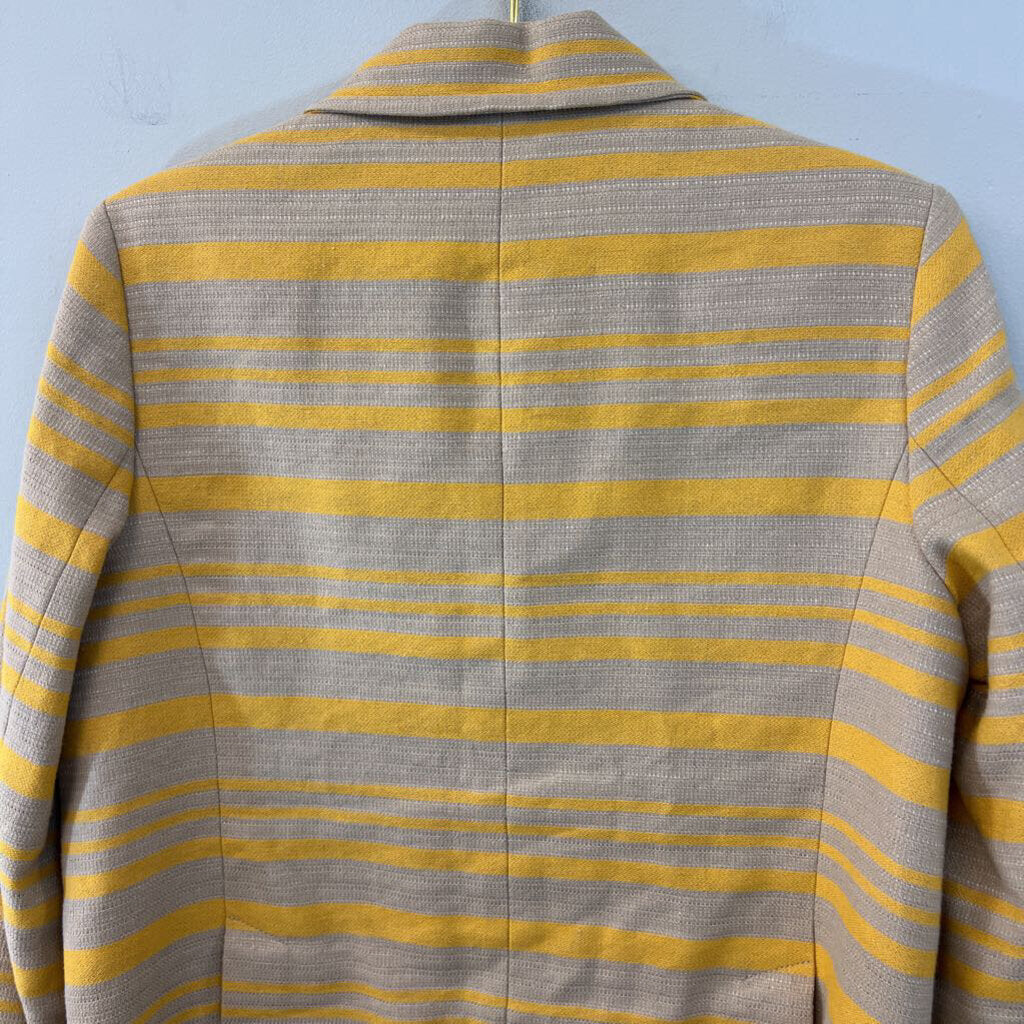 Talbots Grey/ Yellow Striped Double Breasted Jacket 10