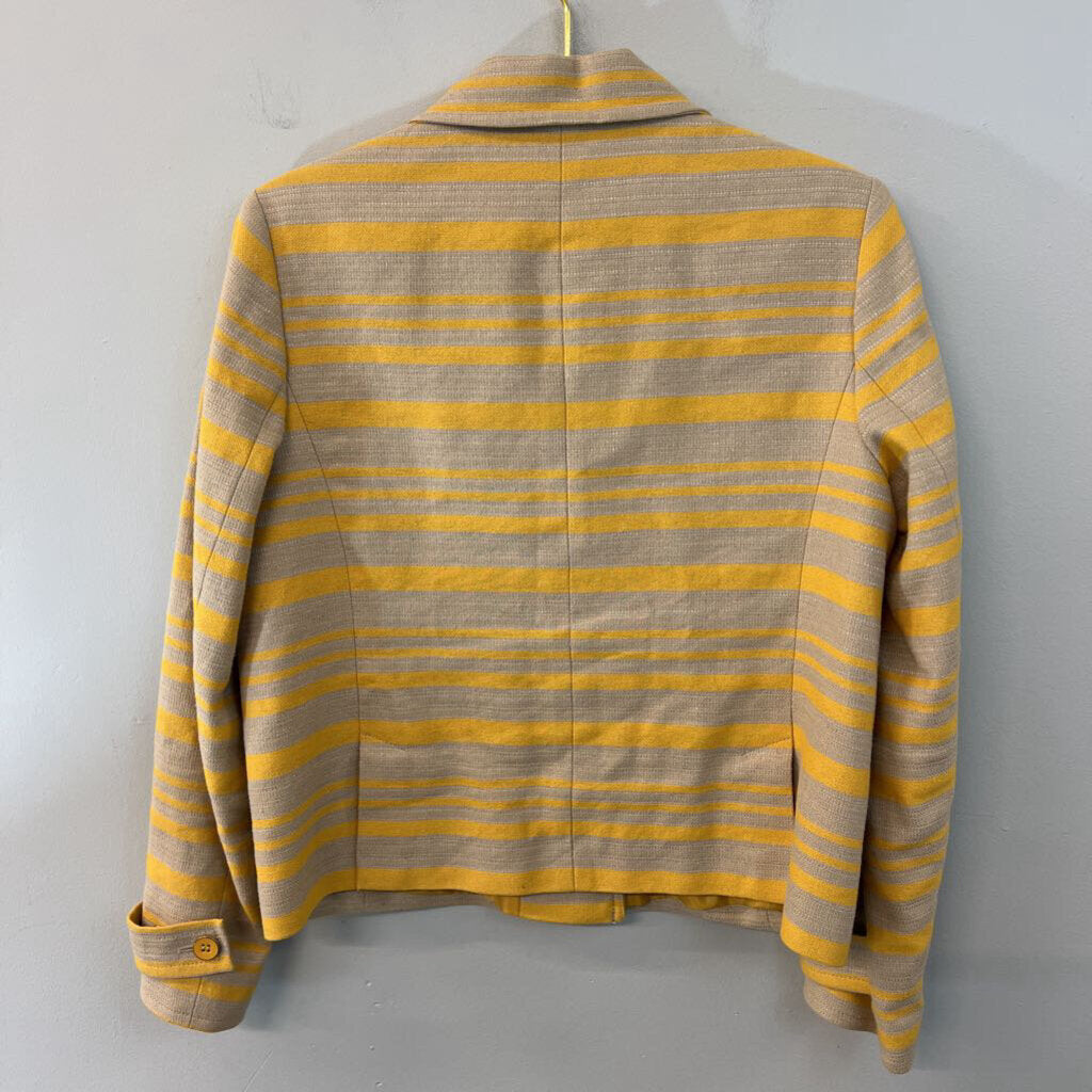 Talbots Grey/ Yellow Striped Double Breasted Jacket 10