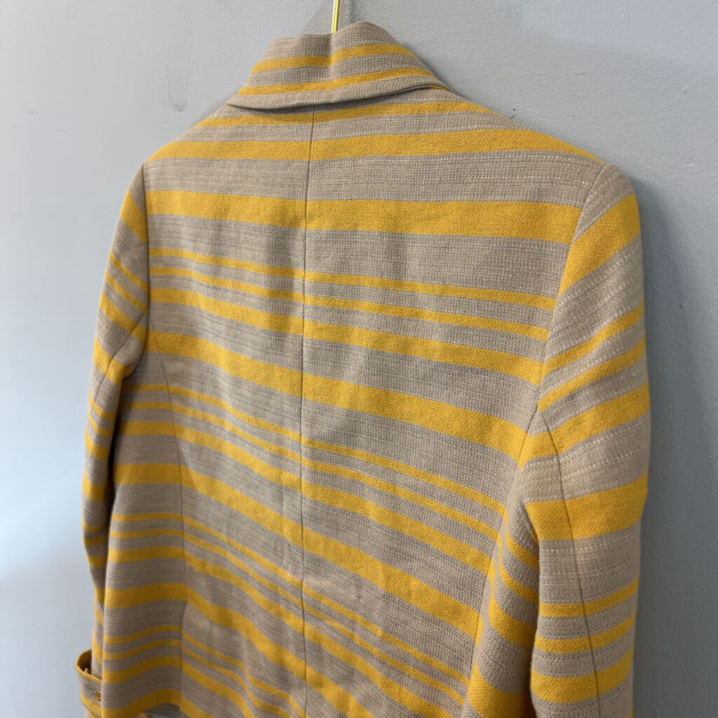 Talbots Grey/ Yellow Striped Double Breasted Jacket 10
