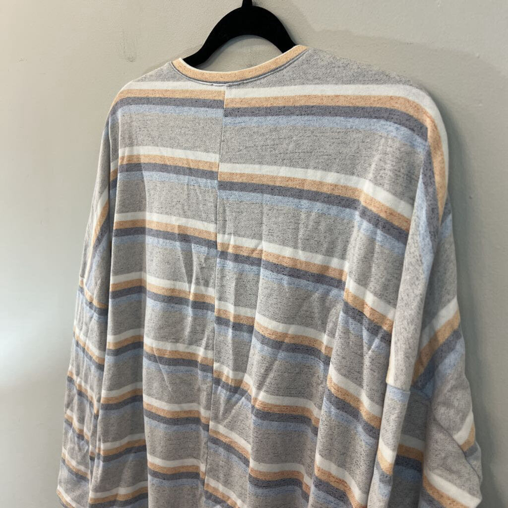 Easel Grey/ Multi Striped Long Sleeve Top Large