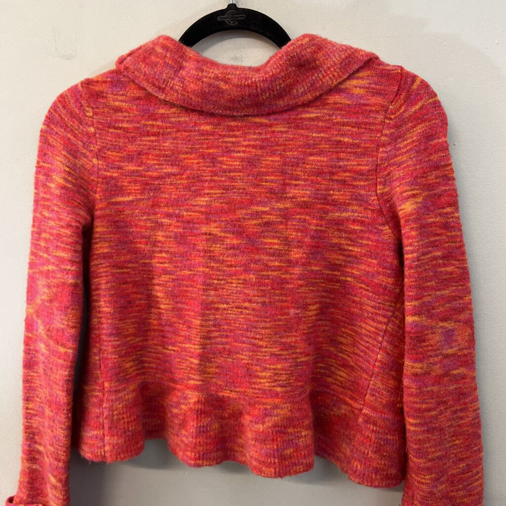 Anthropologie Red/ Orange Bell Sleeve Cropped Cardigan Sweater Extra Small