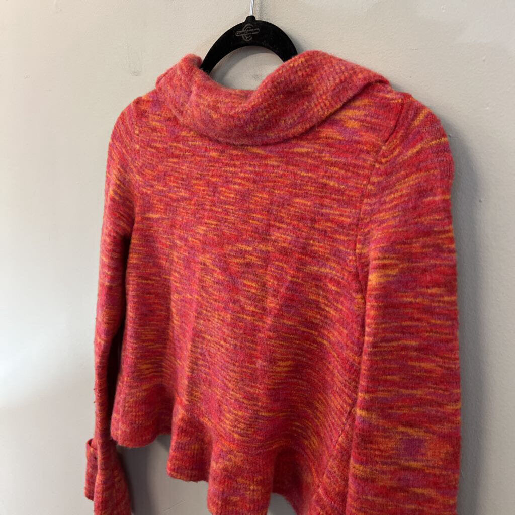 Anthropologie Red/ Orange Bell Sleeve Cropped Cardigan Sweater Extra Small