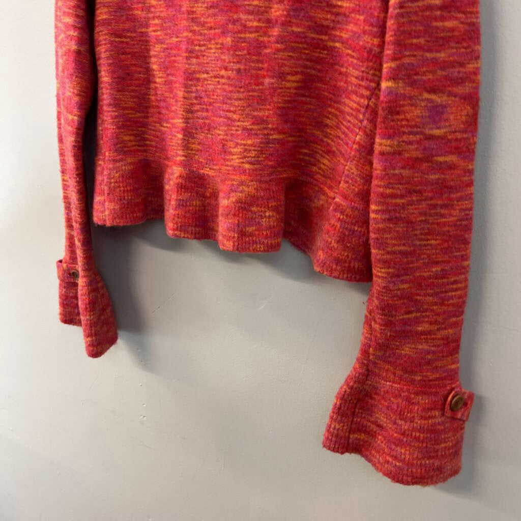 Anthropologie Red/ Orange Bell Sleeve Cropped Cardigan Sweater Extra Small