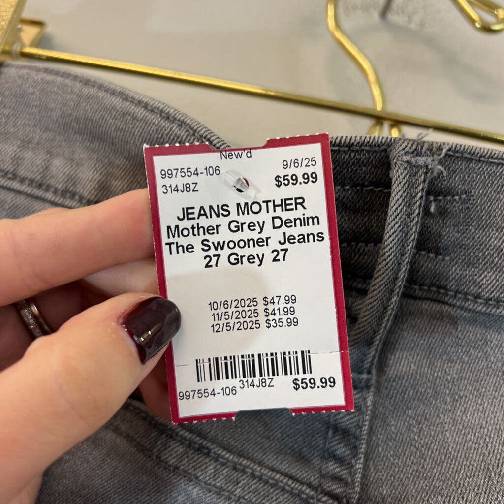 Mother Grey Denim The Swooner Jeans 27