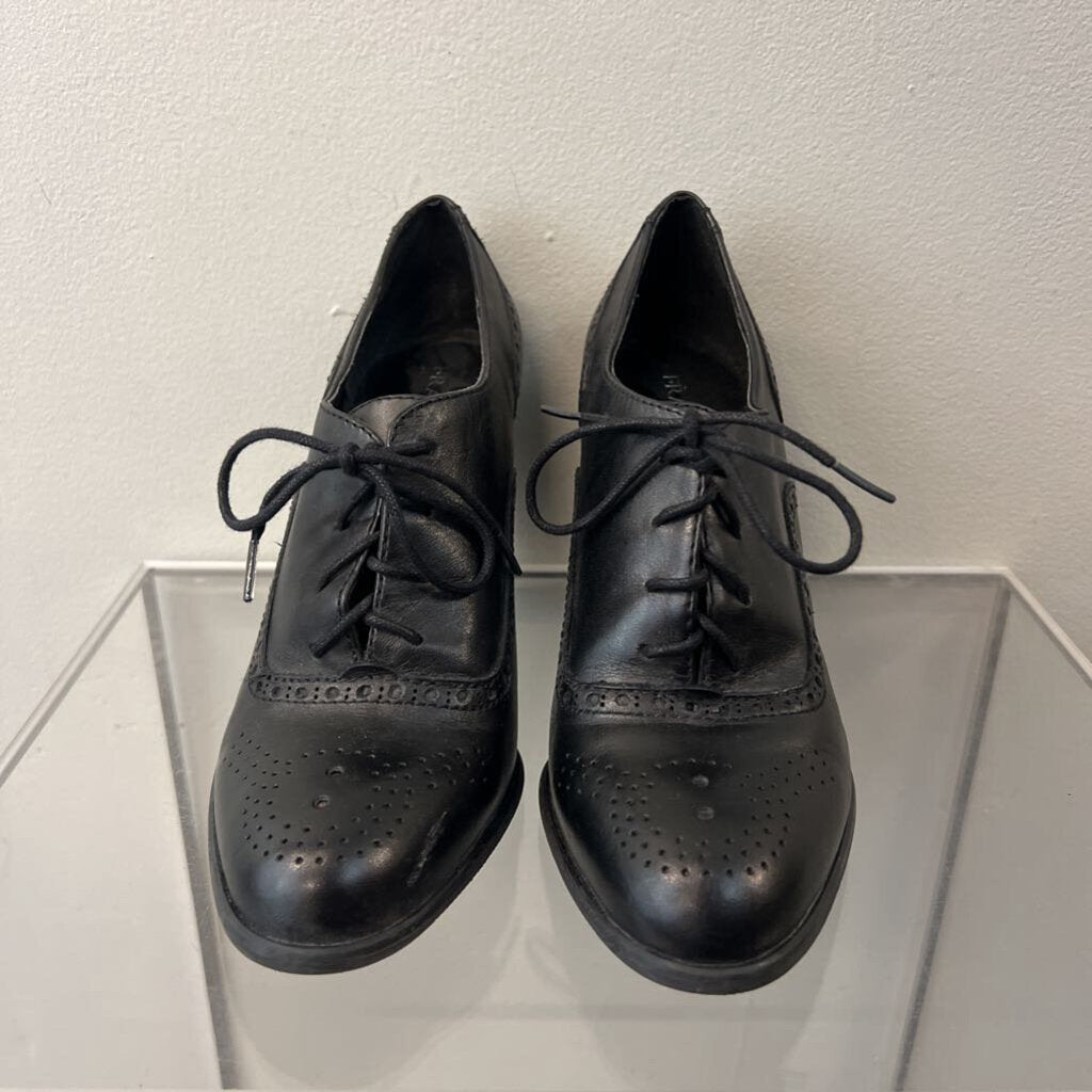 Franco Sarto Black Leather Bridget Lace Up Booties 7.5