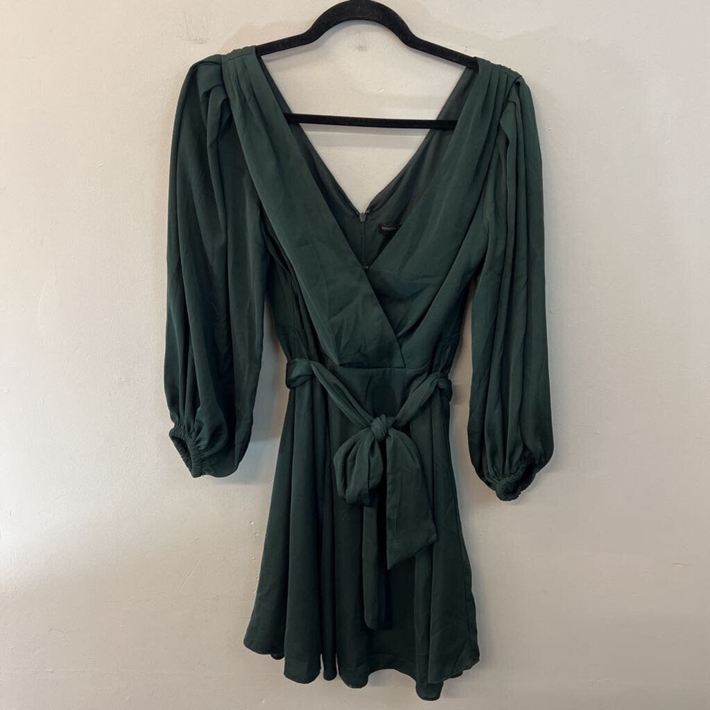 Banana Republic Green Silky Long Sleeve Tie Waist Dress 4