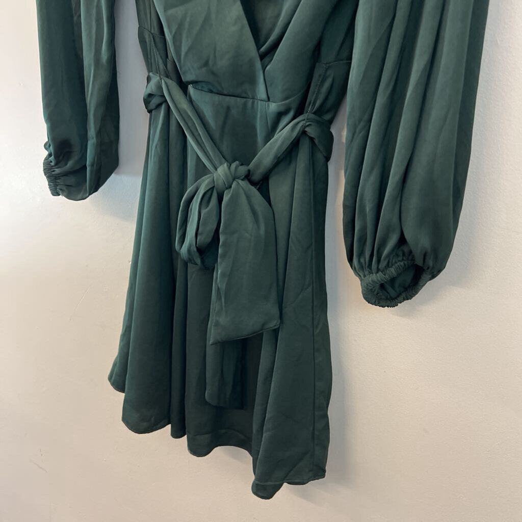 Banana Republic Green Silky Long Sleeve Tie Waist Dress 4