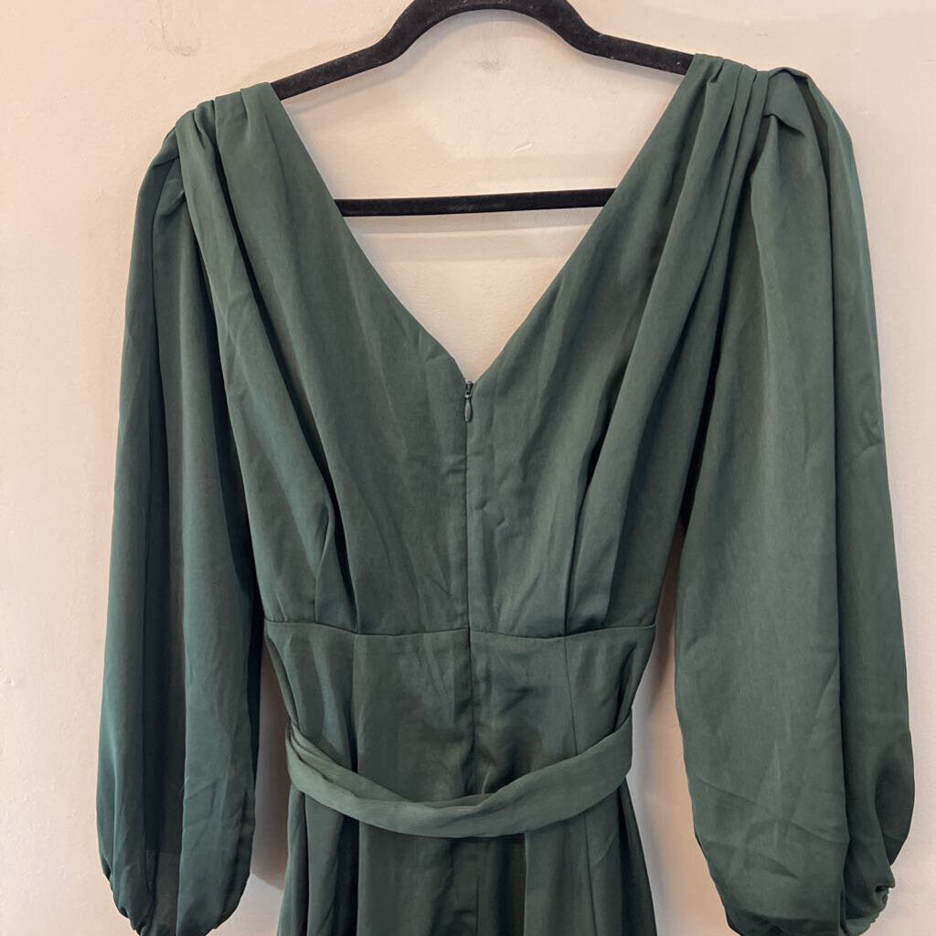 Banana Republic Green Silky Long Sleeve Tie Waist Dress 4