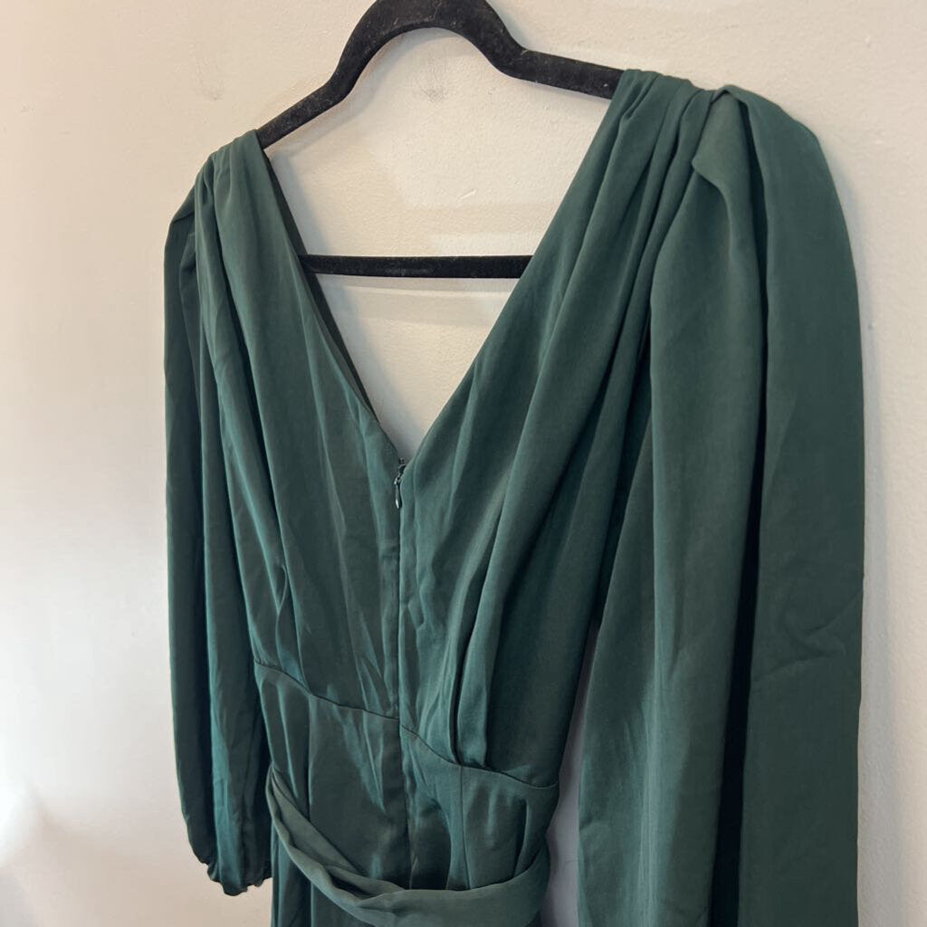 Banana Republic Green Silky Long Sleeve Tie Waist Dress 4