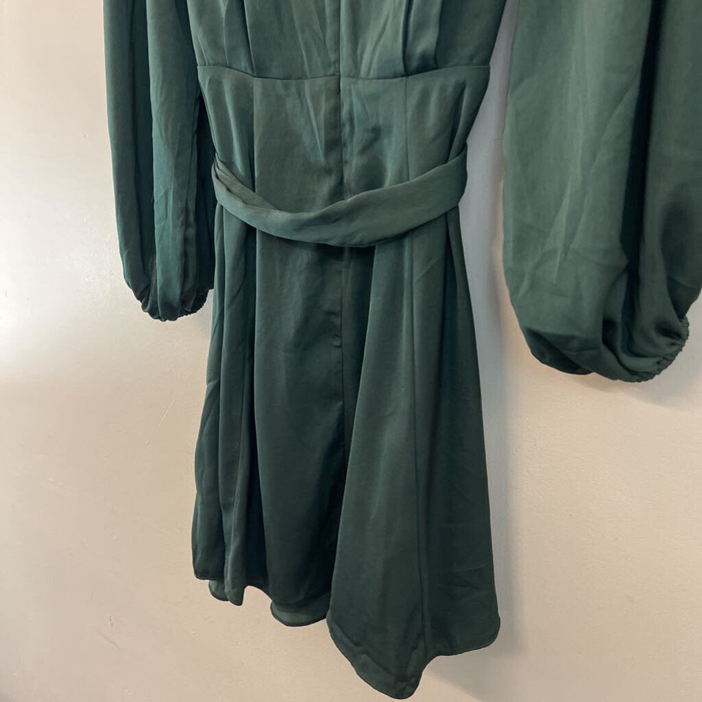 Banana Republic Green Silky Long Sleeve Tie Waist Dress 4