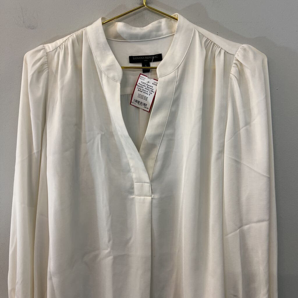 Banana Republic White Silky Long Sleeve Top Small
