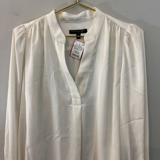 Banana Republic White Silky Long Sleeve Top Small