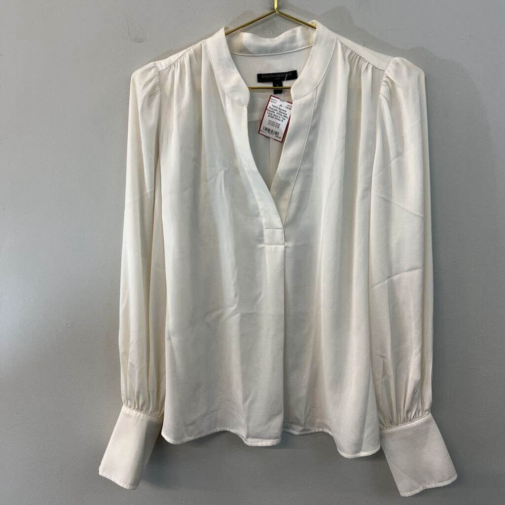 Banana Republic White Silky Long Sleeve Top Small