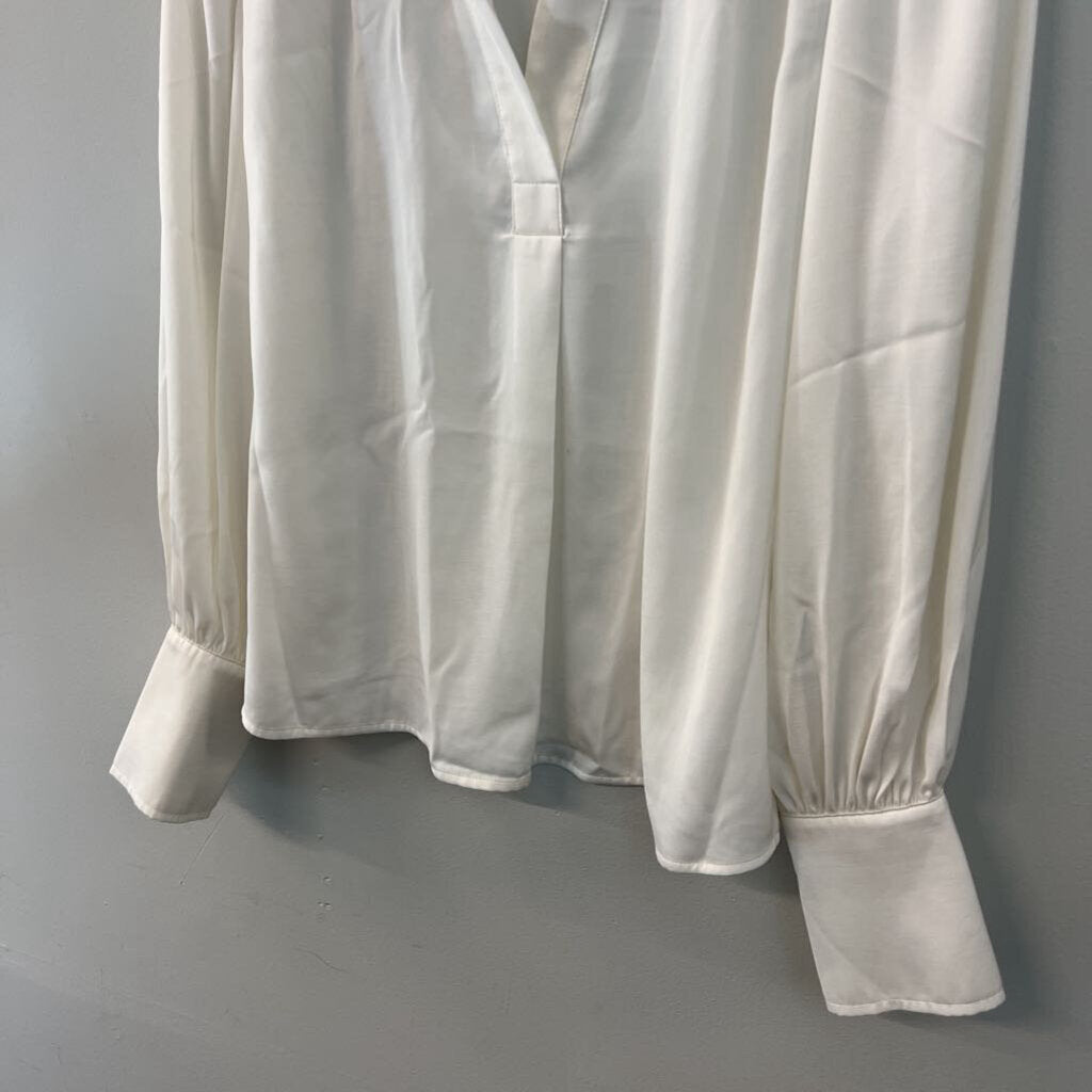 Banana Republic White Silky Long Sleeve Top Small