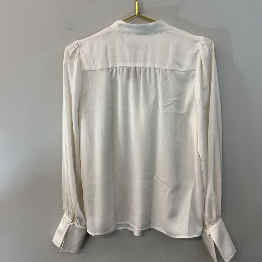 Banana Republic White Silky Long Sleeve Top Small