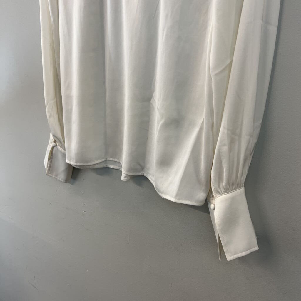 Banana Republic White Silky Long Sleeve Top Small