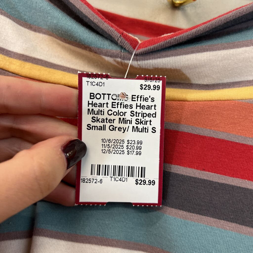 Effies Heart Multi Color Striped Skater Mini Skirt Small