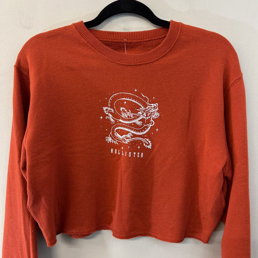 Hollister Orange Cropped Long Sleeve Pullover Extra Small