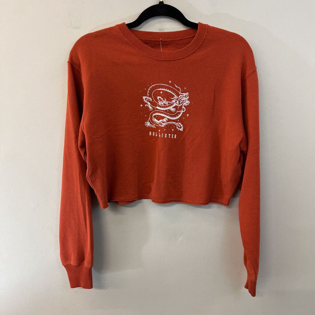 Hollister Orange Cropped Long Sleeve Pullover Extra Small