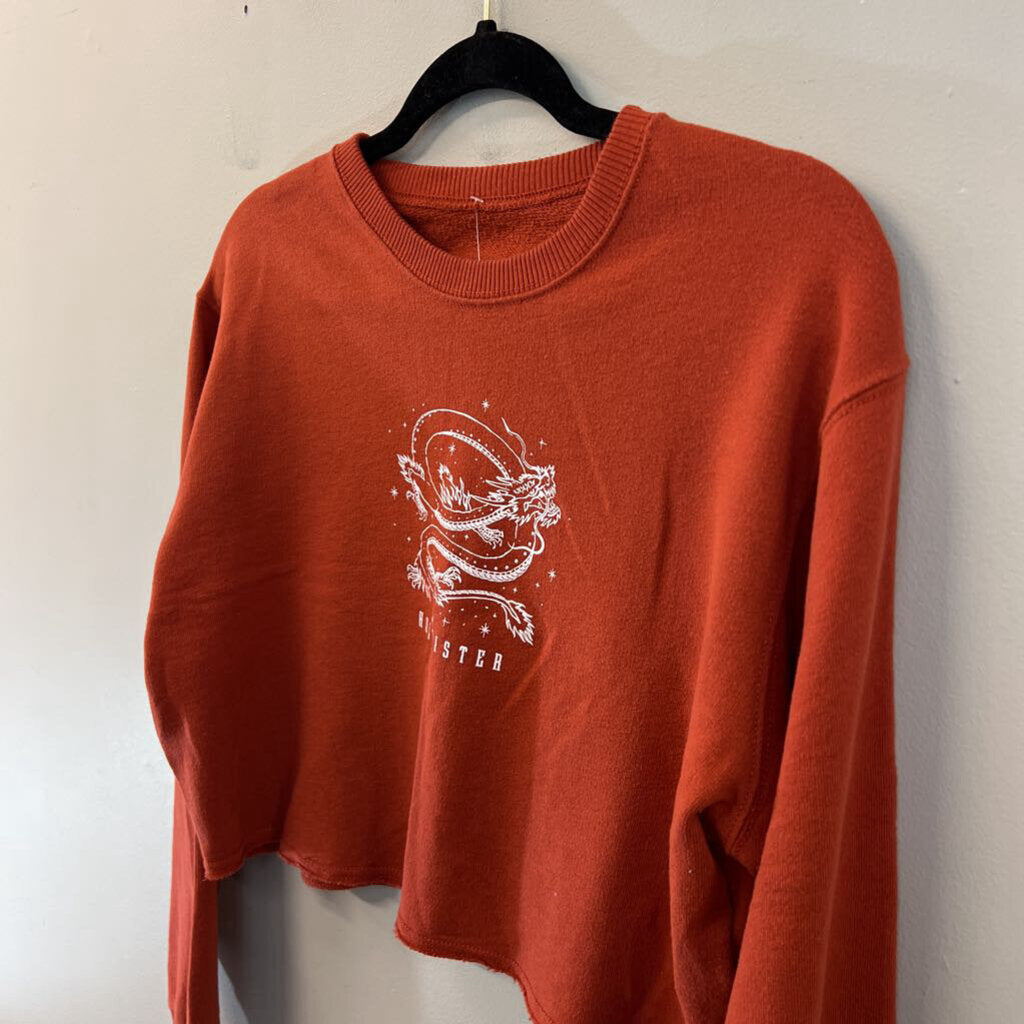 Hollister Orange Cropped Long Sleeve Pullover Extra Small