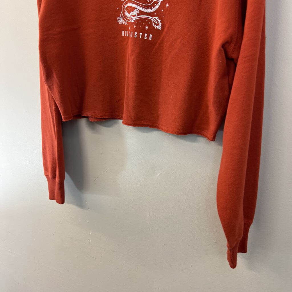 Hollister Orange Cropped Long Sleeve Pullover Extra Small
